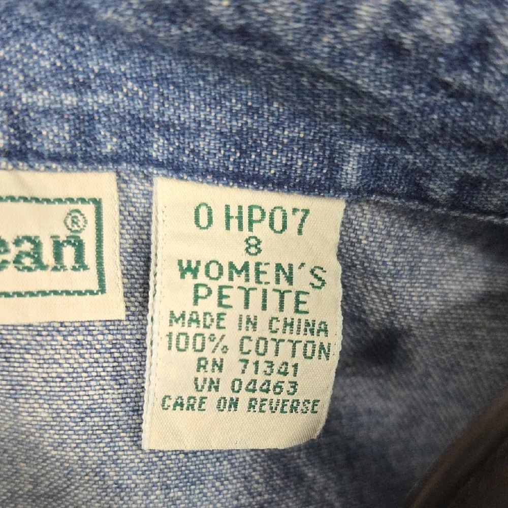 L.L. Bean Vintage Denim Button-Front Midi Dress-8 Petite - Picture 6 of 11